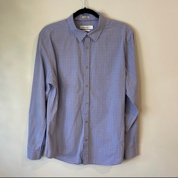 Calvin Klein Button Down Slim Fit Long Sleeved Shirt - Picture 1 of 4